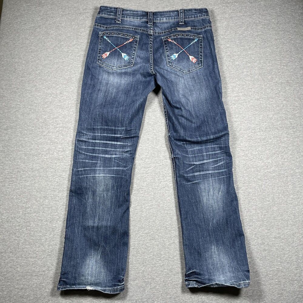Cowgirl Tuff Co. Jeans Womens 32x31 Blue Bootcut Studded Embroidered Arrows - Picture 6 of 10